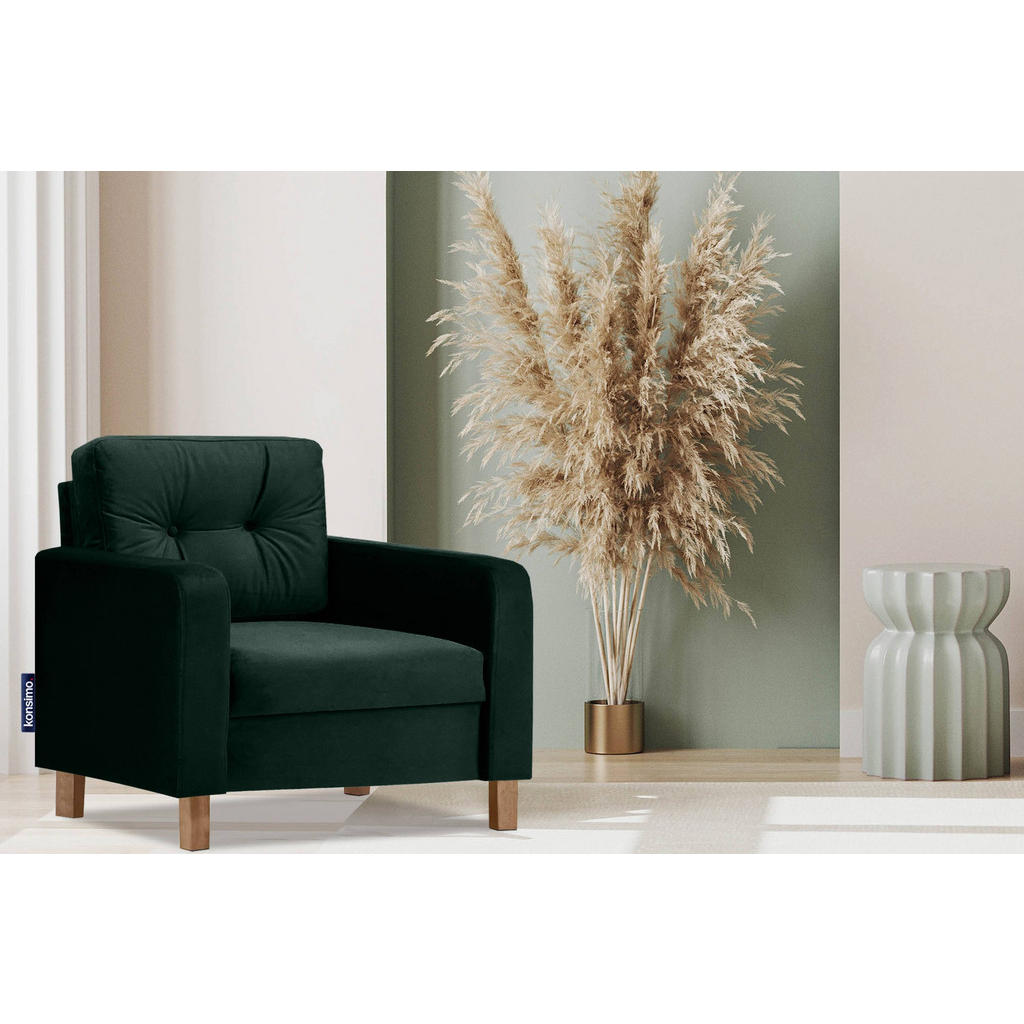 Thumbnail - Konsimo® Sessel, Dunkelgrün, Textil, 80x75x75 cm, Wohnzimmer, Sessel, Polstersessel