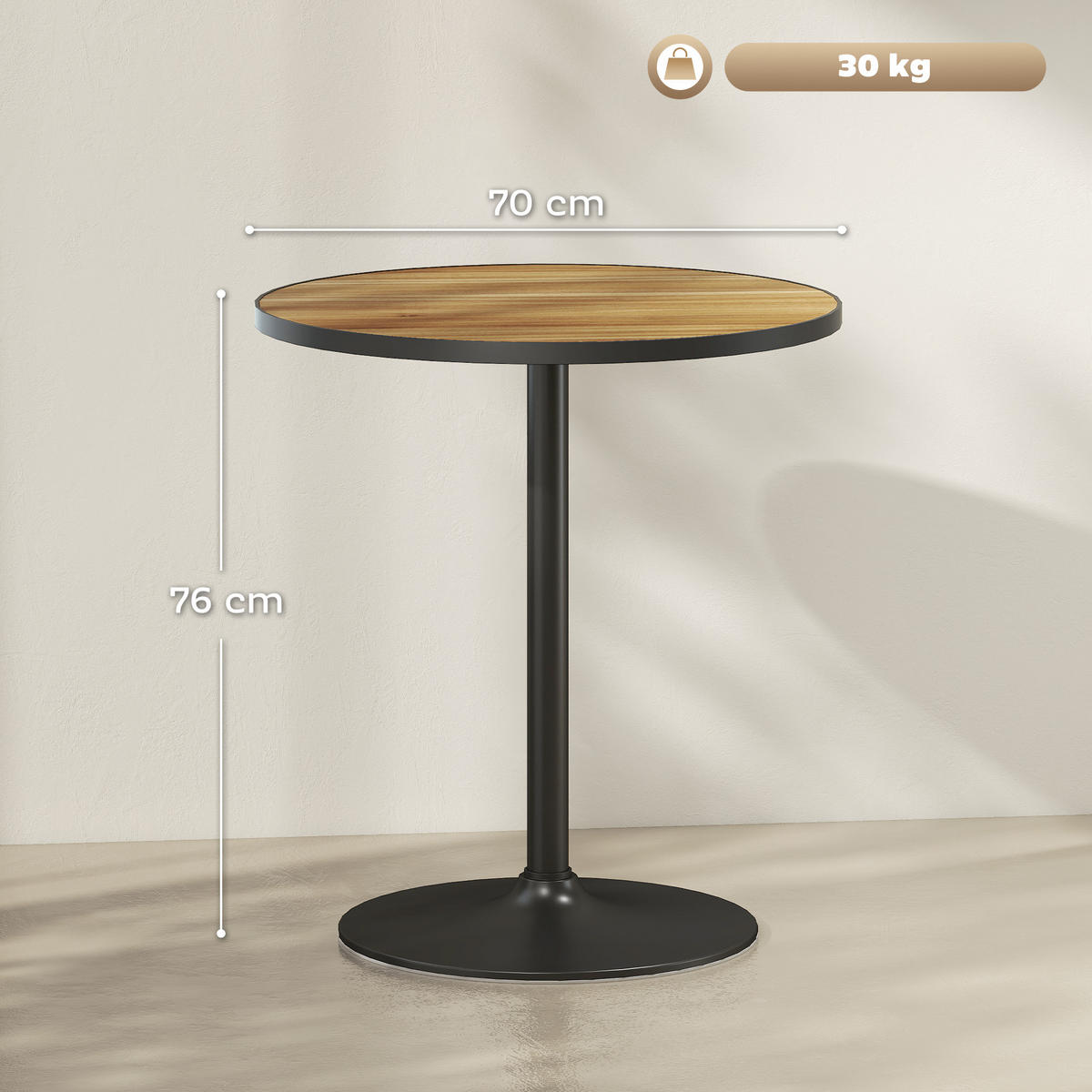 ESSTISCH, Runder Küchentisch, Moderner Esszimmertisch mit Holzoptikplatte, Eiche - Eichefarben, Holz (70/70/76cm) - HOMCOM