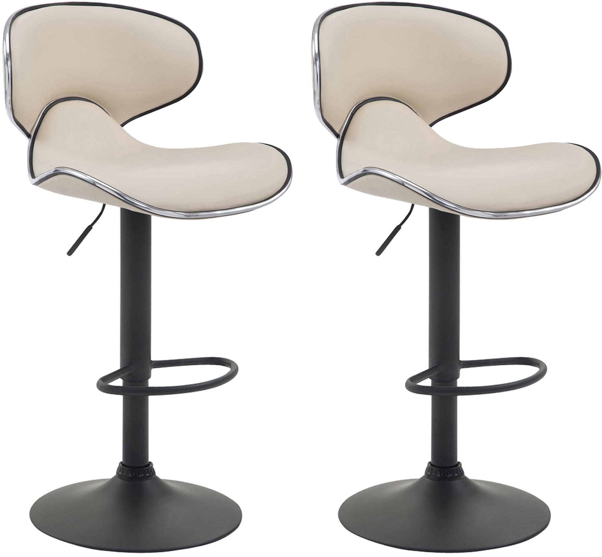 BARHOCKER 2er Set Lederlook creme - Creme/Schwarz, Textil/Metall (46/88/49cm) - CLP