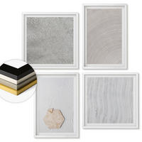WANDBILDER 4er-Set - 50x50 cm & 40x60 cm Weißer Rahmen - Leichte Boho-Sandtexturen - Weiß, Kunststoff (50/50cm) - ArtPrintCave