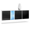 SIDEBOARD Cuba Türen in Schwarz Hochglanz - Schwarz Hochglanz, Holzwerkstoff (182/53/35cm) - Vladon