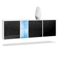 SIDEBOARD Cuba Türen in Schwarz Hochglanz - Schwarz Hochglanz, Holzwerkstoff (182/53/35cm) - Vladon