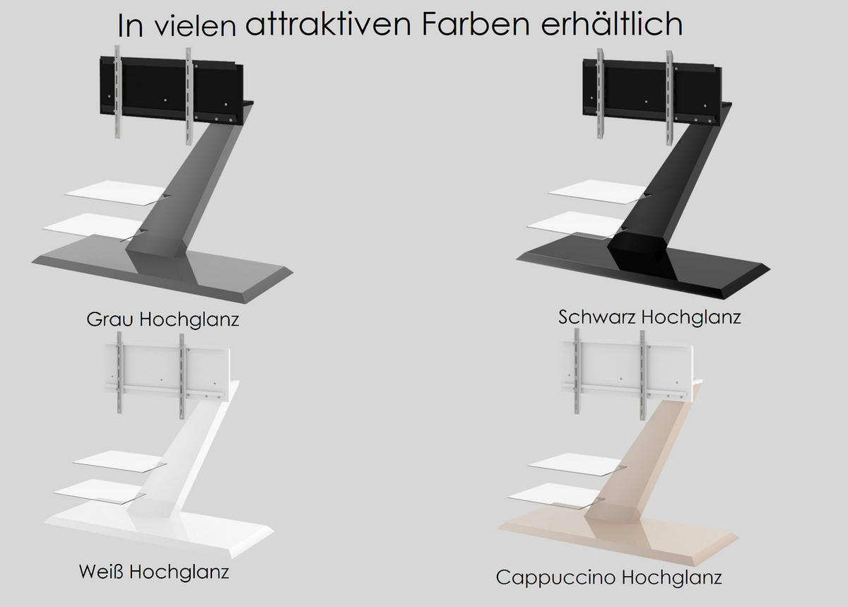 TV RACK rechteckig Grau Hochglanz Glas 120/106/50 cm - Grau, Holzwerkstoff (120/106/50cm)