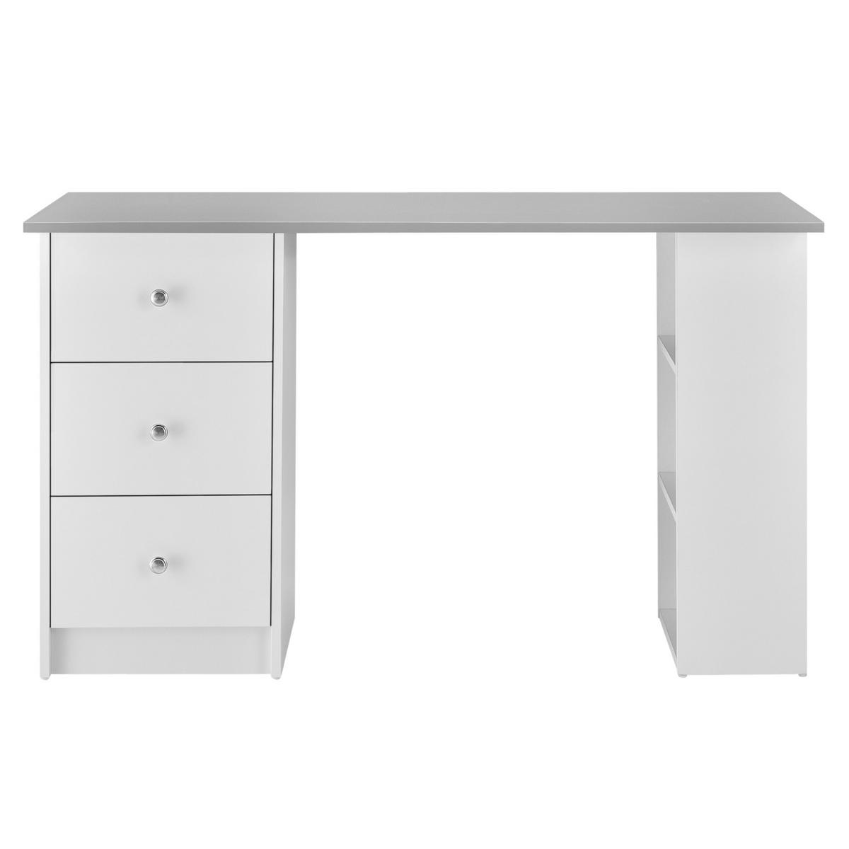 SCHREIBTISCH Lemberg - Hellgrau/Weiß, Holzwerkstoff (49/120/72cm) - [en.casa]