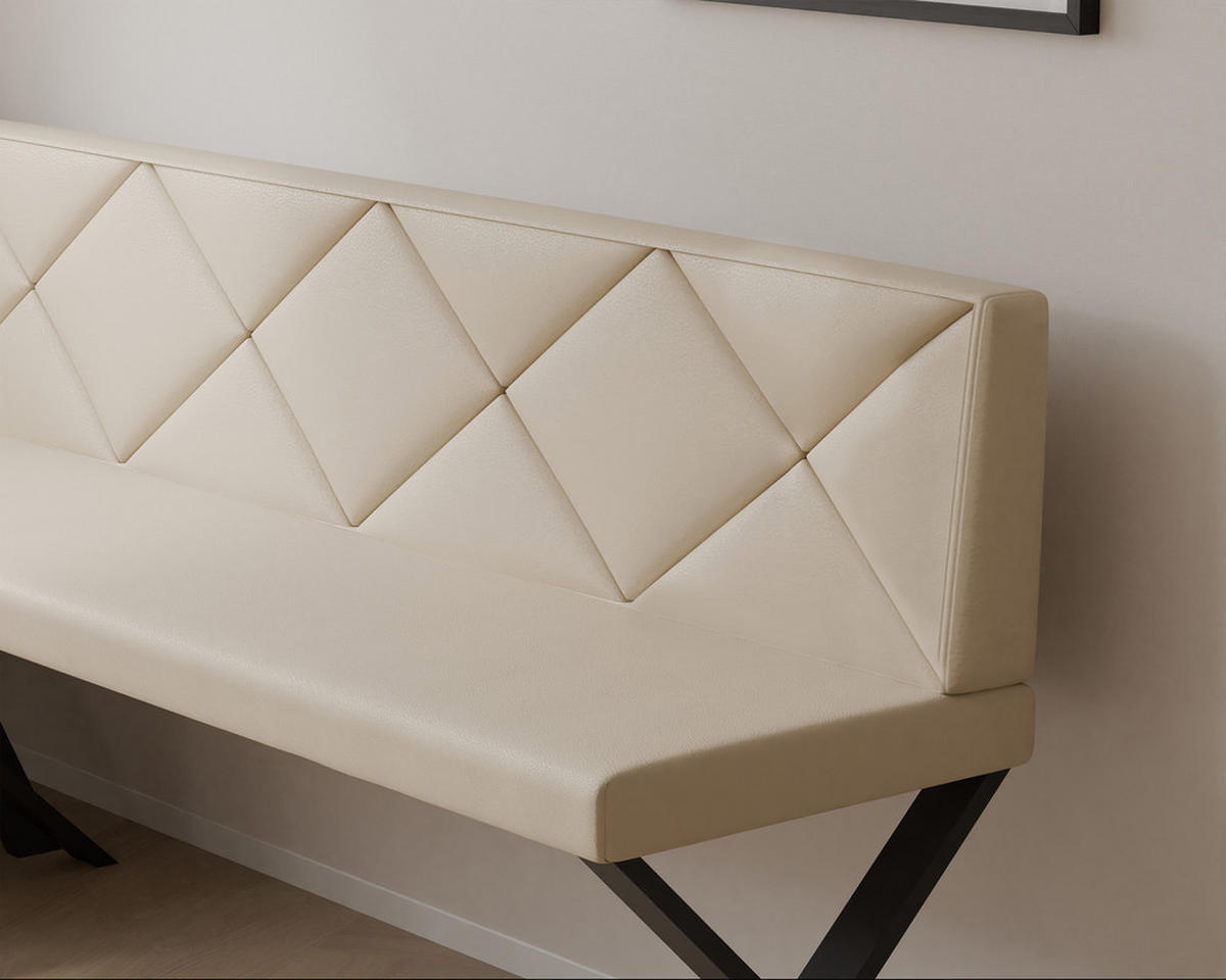 ECKBANK links VERO X Kunstleder gesteppt, 128/168 cm Beige - Beige, Kunststoff/Textil (128/168cm) - Idohome