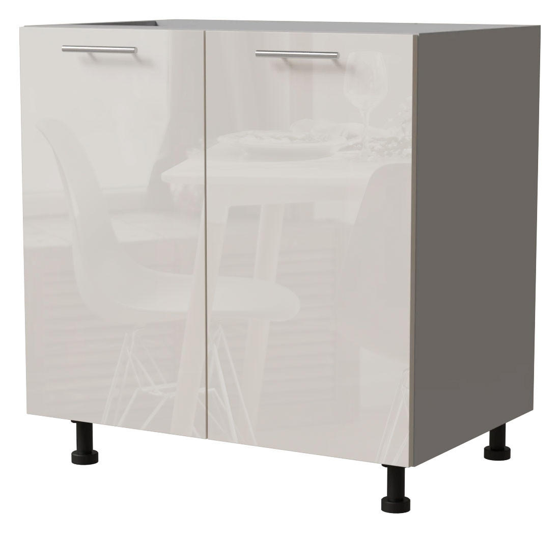 Feldmann-Wohnen Unterschrank Creme, Grau 80x82x50 cm