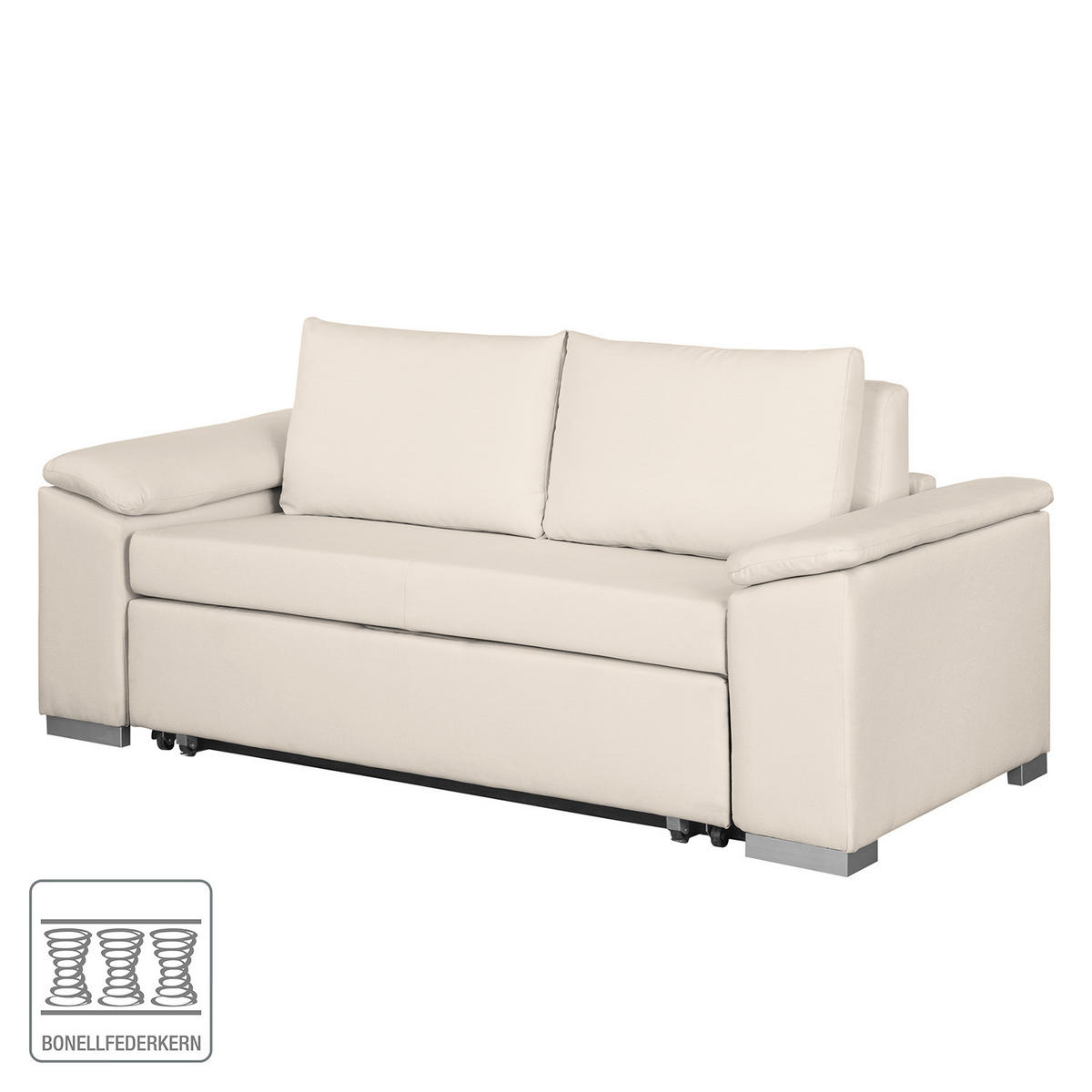 SCHLAFSOFA mit schräger Armlehne - Creme, Textil (170/90/90cm) - home24