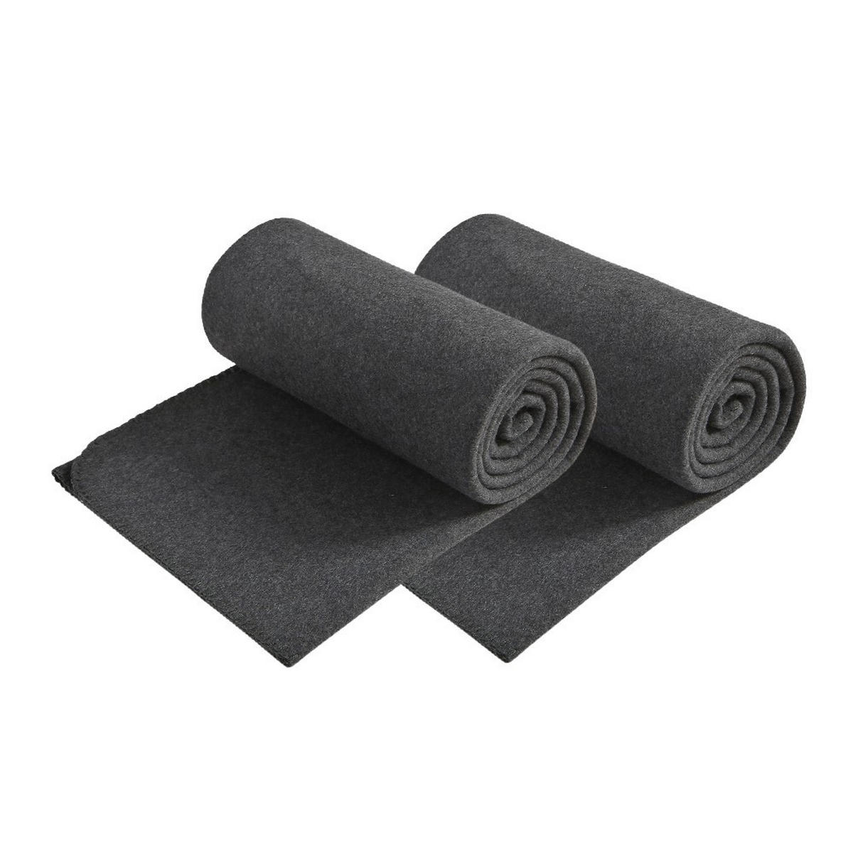 FLEECEDECKE 2er Set premium-line dunkelgrau 130/160 cm Ketteleinfassung Anti-Pilling - Dunkelgrau, Textil (130/160cm) - wometo