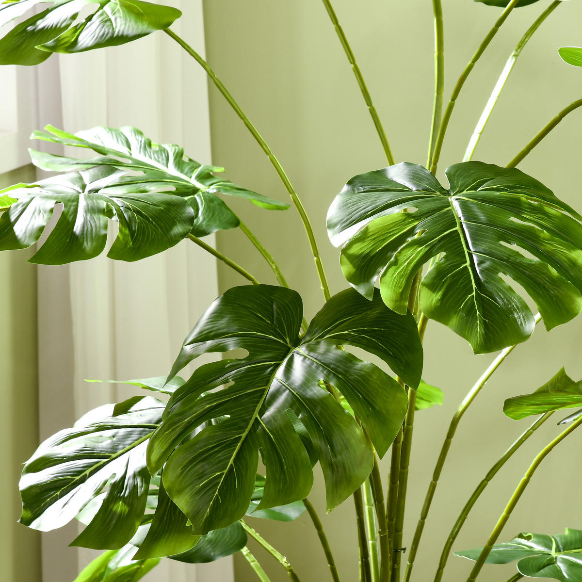 KÜNSTLICHE Pflanzen, Kunst Monstera Deliciosa, 180 cm Kunstpflanze mit Topf - Grün, Kunststoff (180cm) - HOMCOM