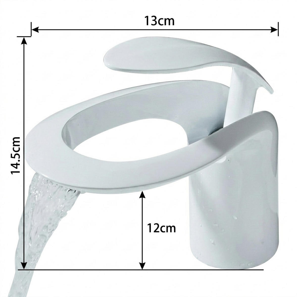 WASCHTISCHARMATUR, 14,5 x 13 cm, weiß - Weiß, Metall (27/22/22cm) - Vallsero