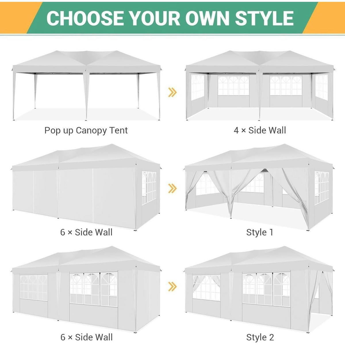 FALTPAVILLON 3x6 m Weiß mit 6 Seitenwänden - Weiß, Textil (300/320/600cm)