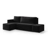 ECKSOFA VELOTTI L-S Schwarz Plüsch-Stoff mit Schlaffunktion - Schwarz, Holz (261/143cm) - MASSENO