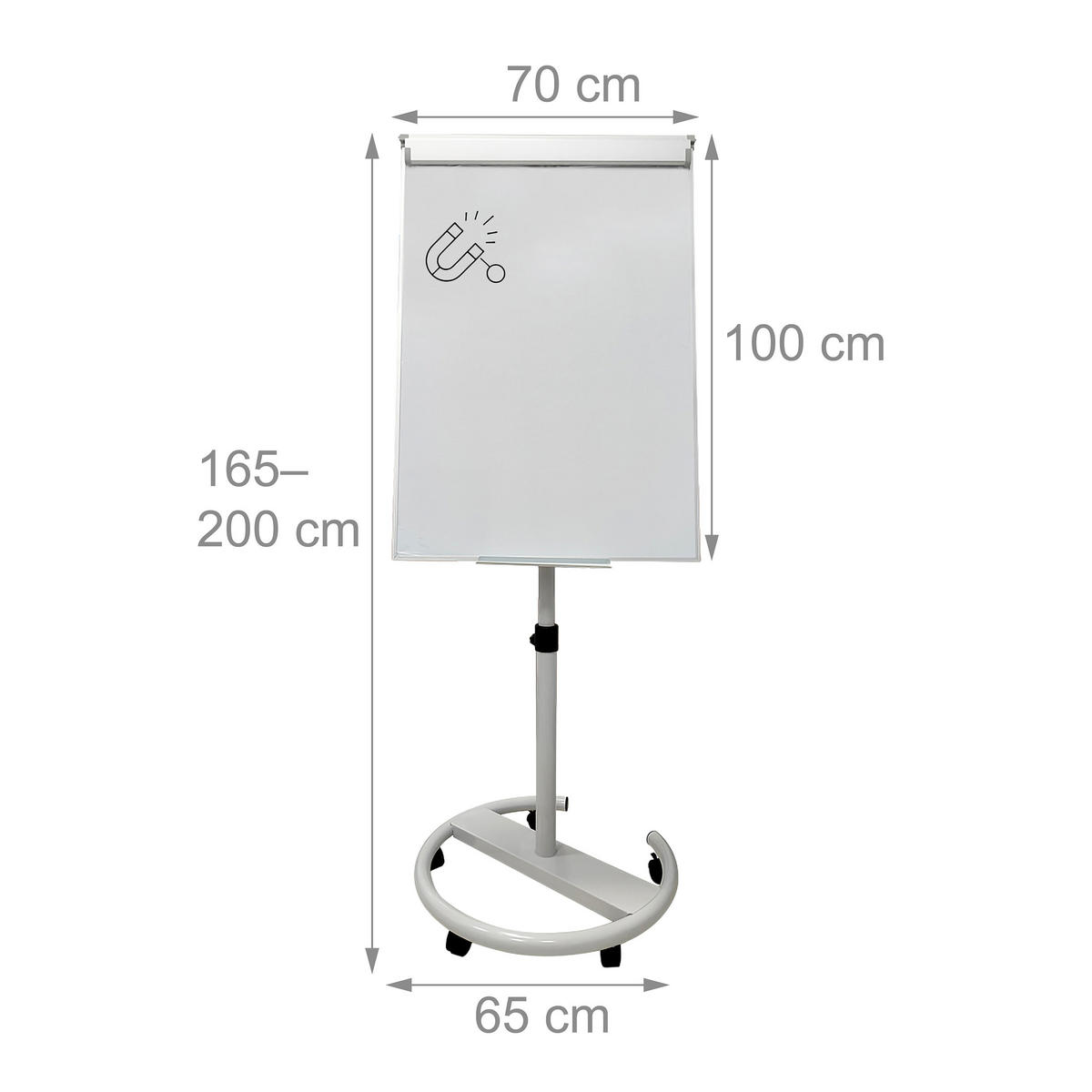 FLIPCHART Whiteboard - Weiß, Metall (70/200/65cm) - Relaxdays