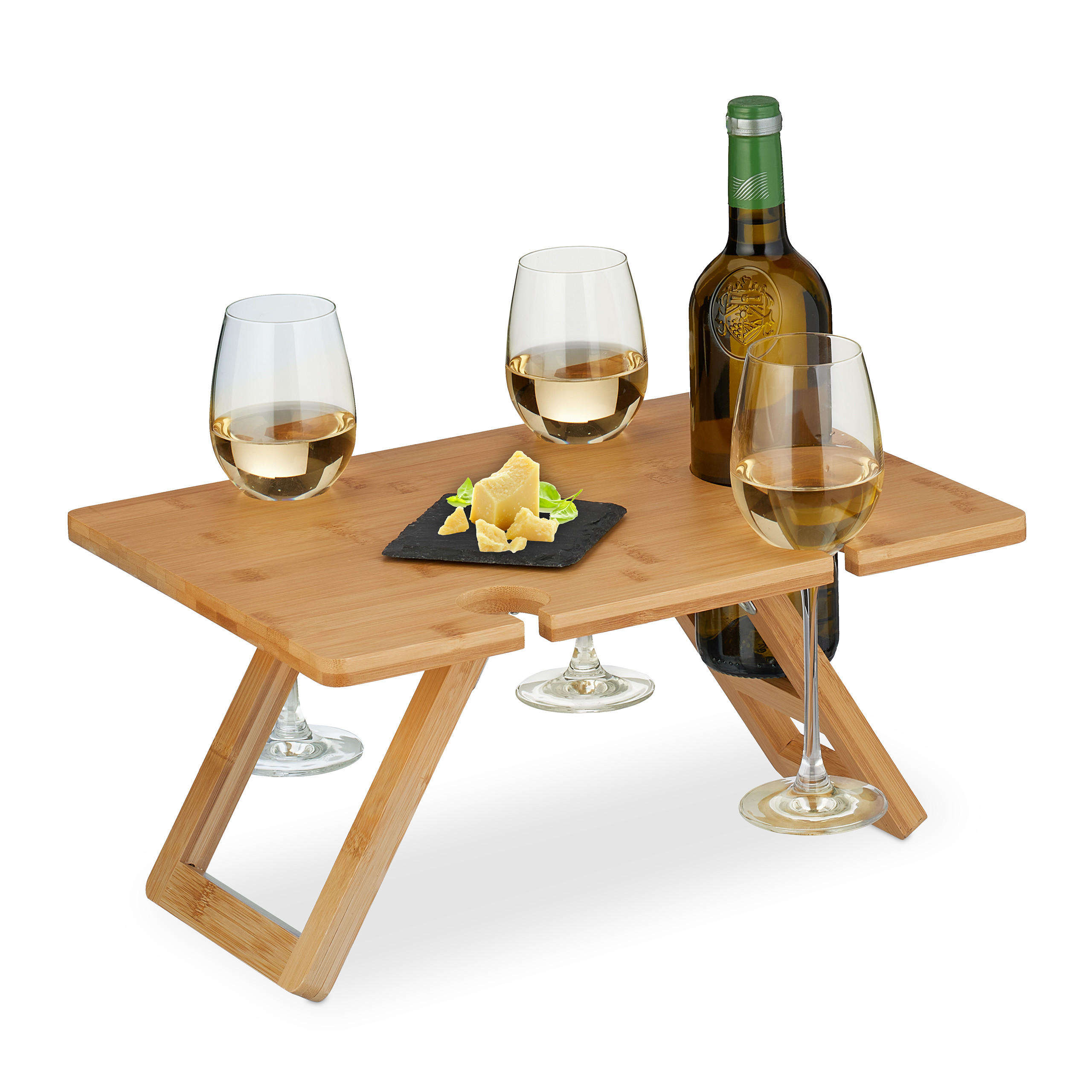 PICKNICK-WEINTISCH - Hellbraun, Holz (30/40/20cm) - Relaxdays