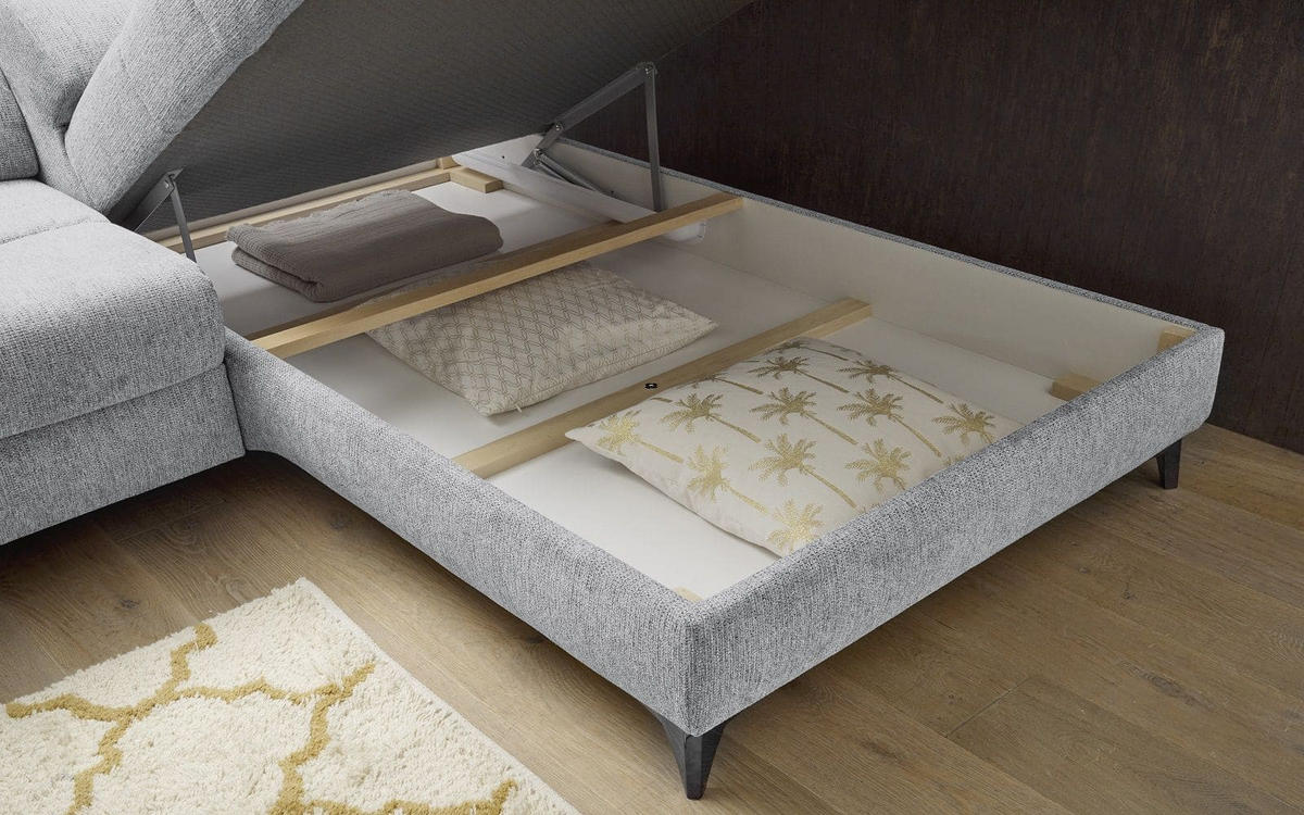ECKSOFA mit elektrischer Wallaway-Funktion und vielseitigen Anpassungsmöglichkeiten - Hellgrau, Textil (198/282cm) - ed exciting design