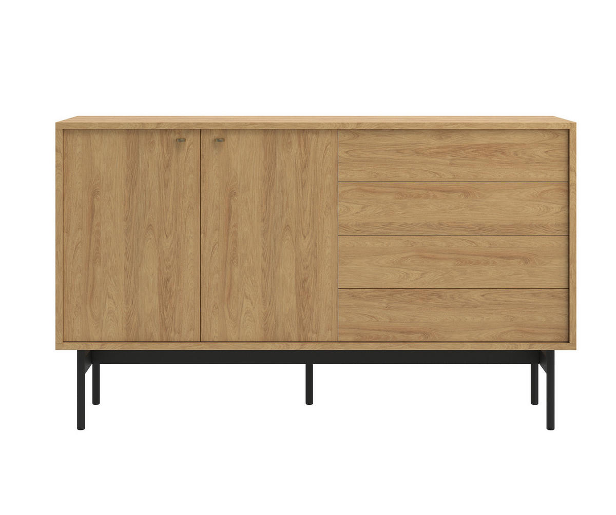 SIDEBOARD Olar Holzoptik Hickory Natur 154 cm - Beige/Goldfarben, Holzwerkstoff/Metall (154/92.5/38cm) - Selsey