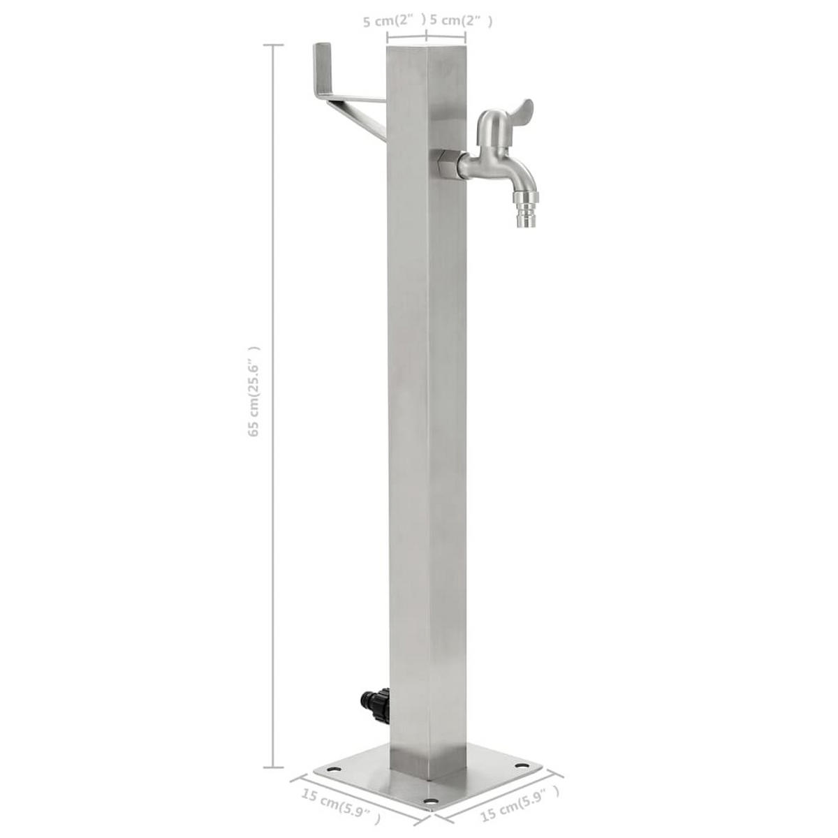 GARTEN-WASSERSÄULE Edelstahl Quadratisch 65 Cm - Silberfarben, Metall (5/65/5cm) - vidaXL