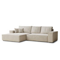 ECKSOFA Maze Beige Chenille-Stoff - Links Seite - Beige/Schwarz, Holz/Holzwerkstoff (185/294cm) - Maison de Reve