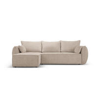 AUSKLAPPBARES-ECKSOFA links mit Container Kaelle aus Chenille-Stoff beige 4 Sitzplätze - Beige, Textil (165/252cm) - Micadoni