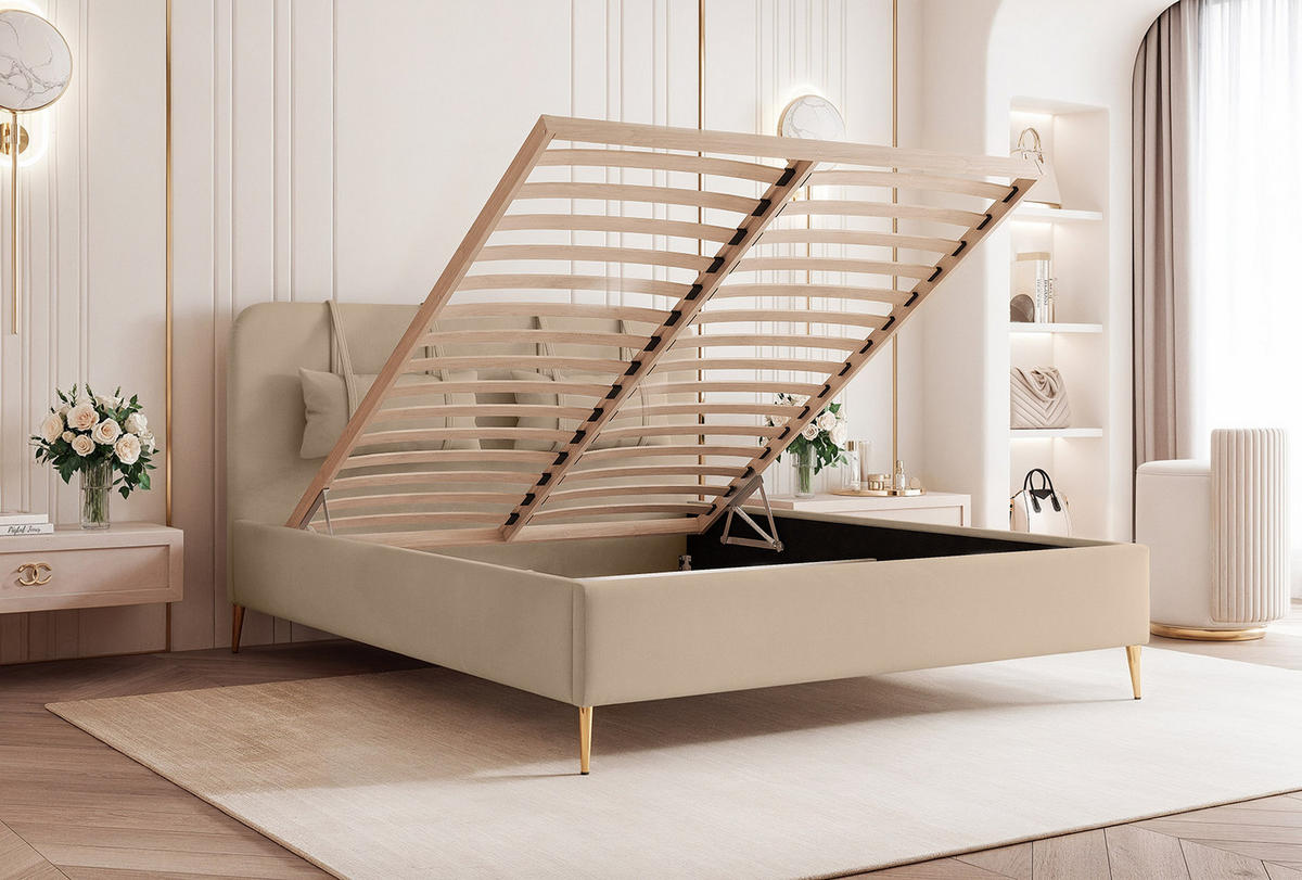 POLSTERBETT Rexal 200x200 cm, Beige - Beige, Textil (200/200cm) - Fedve