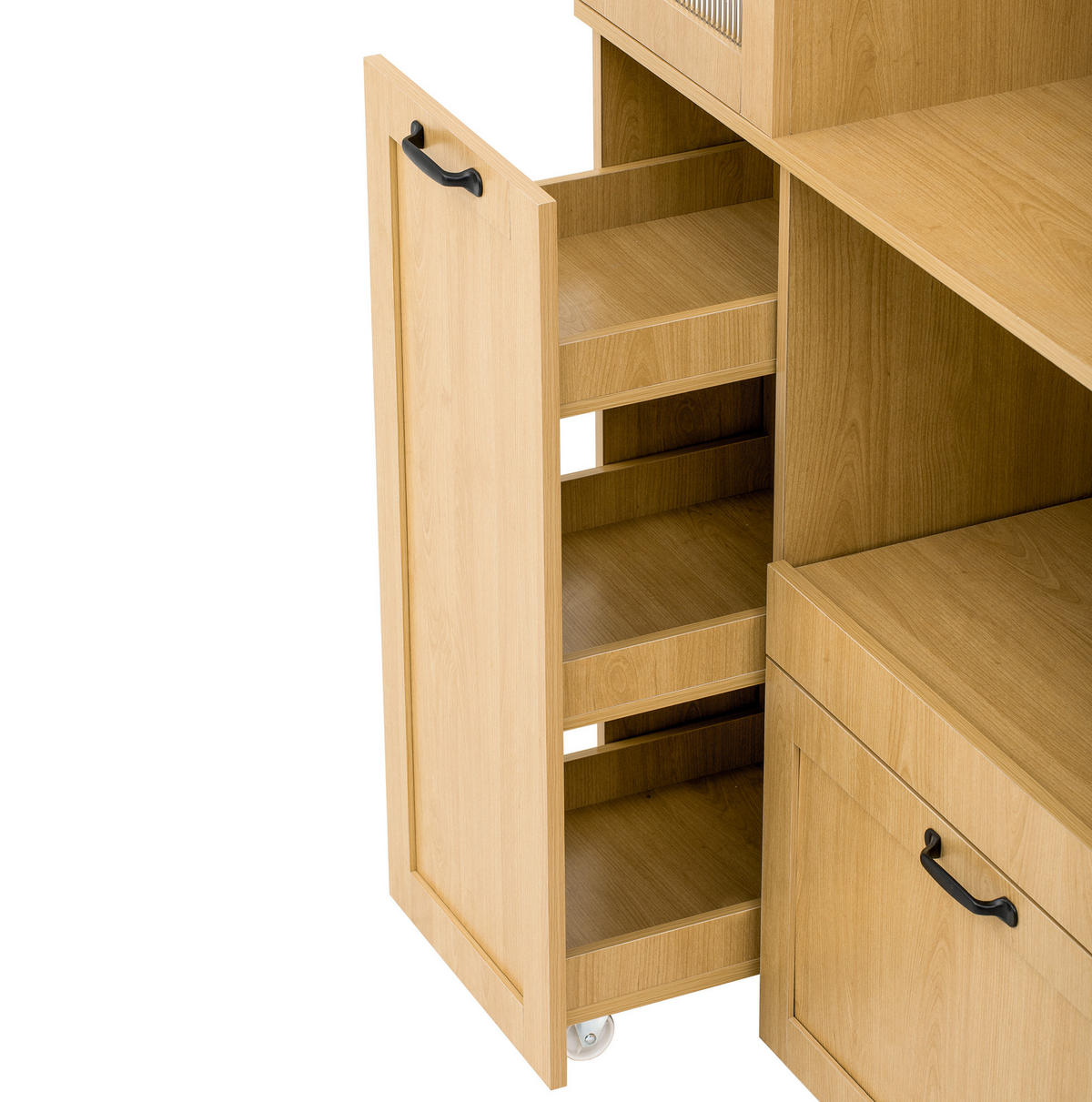 HIGHBOARD mit Schublade und verstellbaren Böden 98 x 40 x 177 cm Naturholzoptik - Braun, Holzwerkstoff (40/177/98cm) - Meubliv