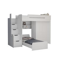 ETAGENBETT ARTHUR 90/200 in Weiß mit zusätzliches Bett und Kleiderschrank - Weiß, Holzwerkstoff (90/200cm) - Deine Möbel 24