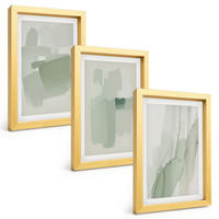 BILDER SET 3er Set - 20x30 cm Goldrahmen - Abstrakte Aquarellmuster - Goldfarben, Kunststoff (20/30cm) - TULUP