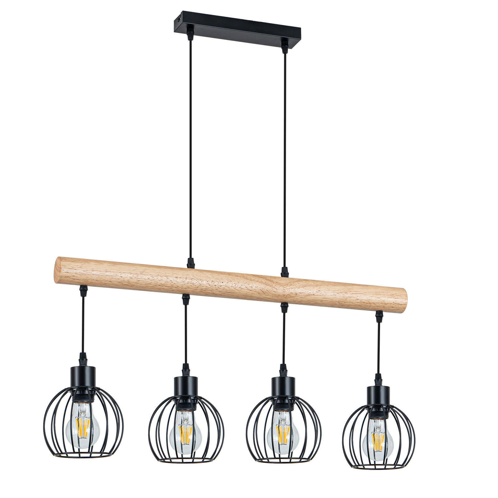 PENDELLEUCHTE Laxenli 70/14/160 cm - Schwarz, Holz/Metall (70/14/160cm) - ZMH