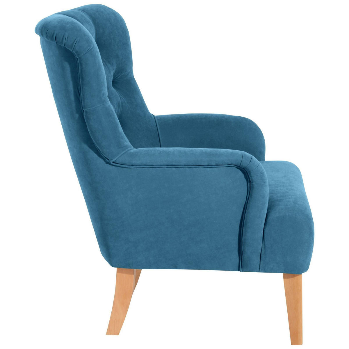 SESSEL Kaiya Bezug Veloursstoff Buche natur / petrol - Blau, Kunststoff (71/97/82cm) - 58aufmkessel