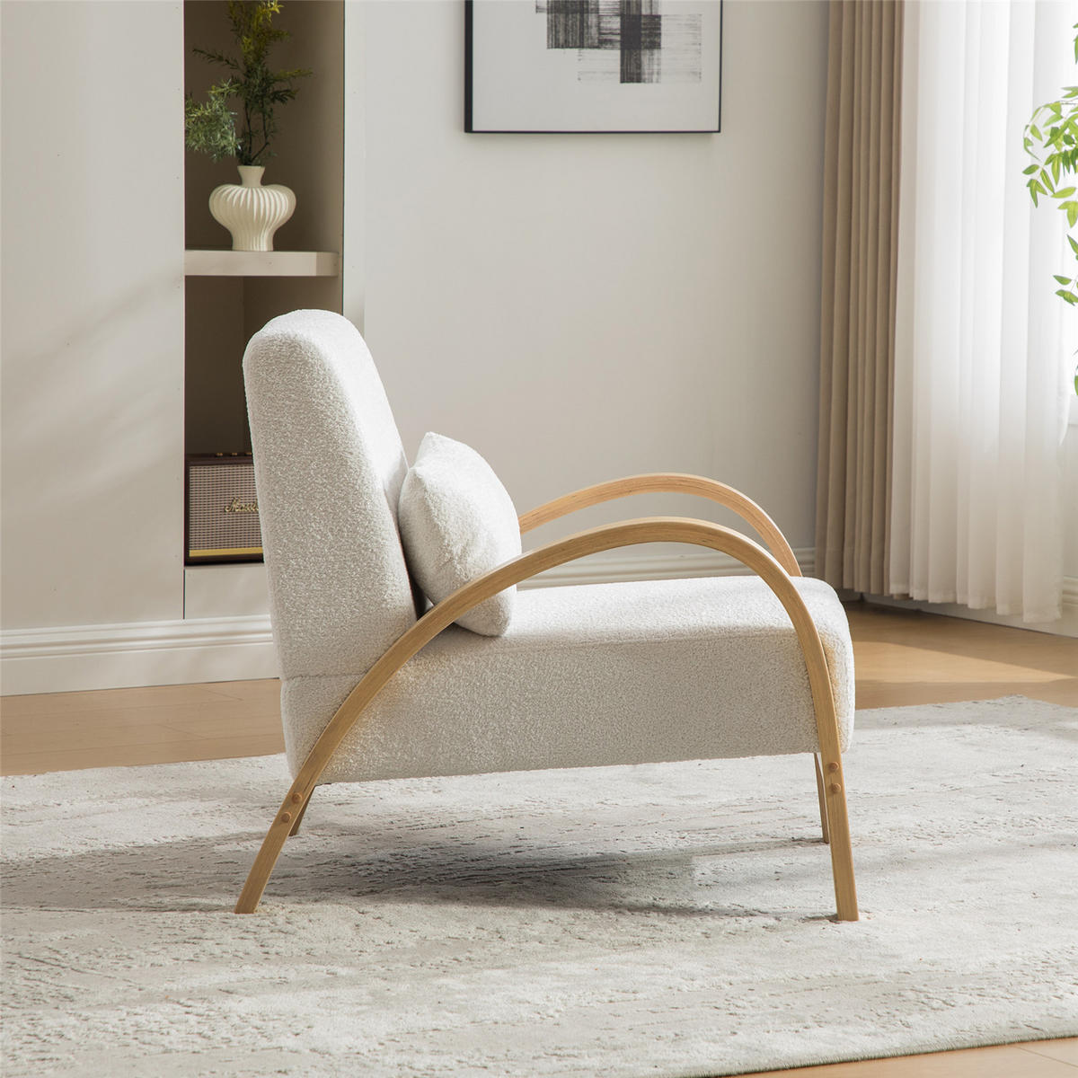 SESSEL Skandinavisch Chenille Ivory - Weiß, Textil (70.5/80.5/82.5cm) - Kaket