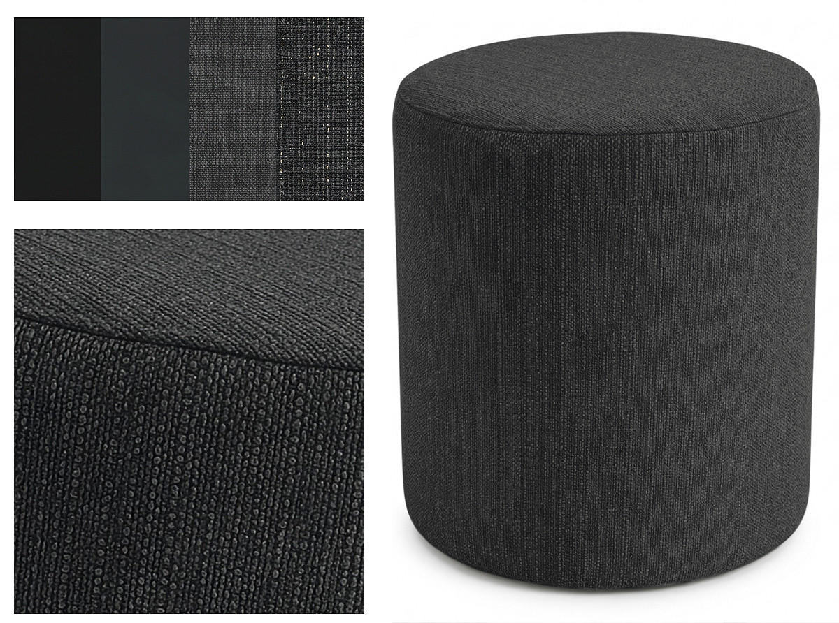 HOCKER M22 Anthrazit 41/45/41 cm rund - Dunkelgrau, Textil (41/45/41cm) - Livojo