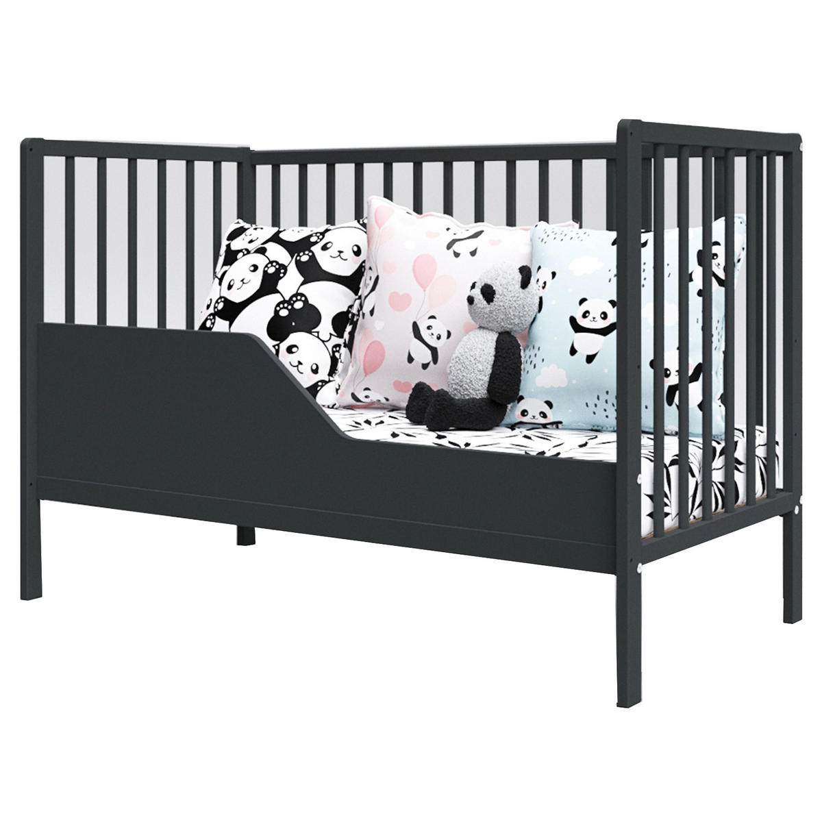 BABYBETT Anna, Mitwachsendes, Anthrazit - Anthrazit, Holz (60/120cm) - Premiers Moments