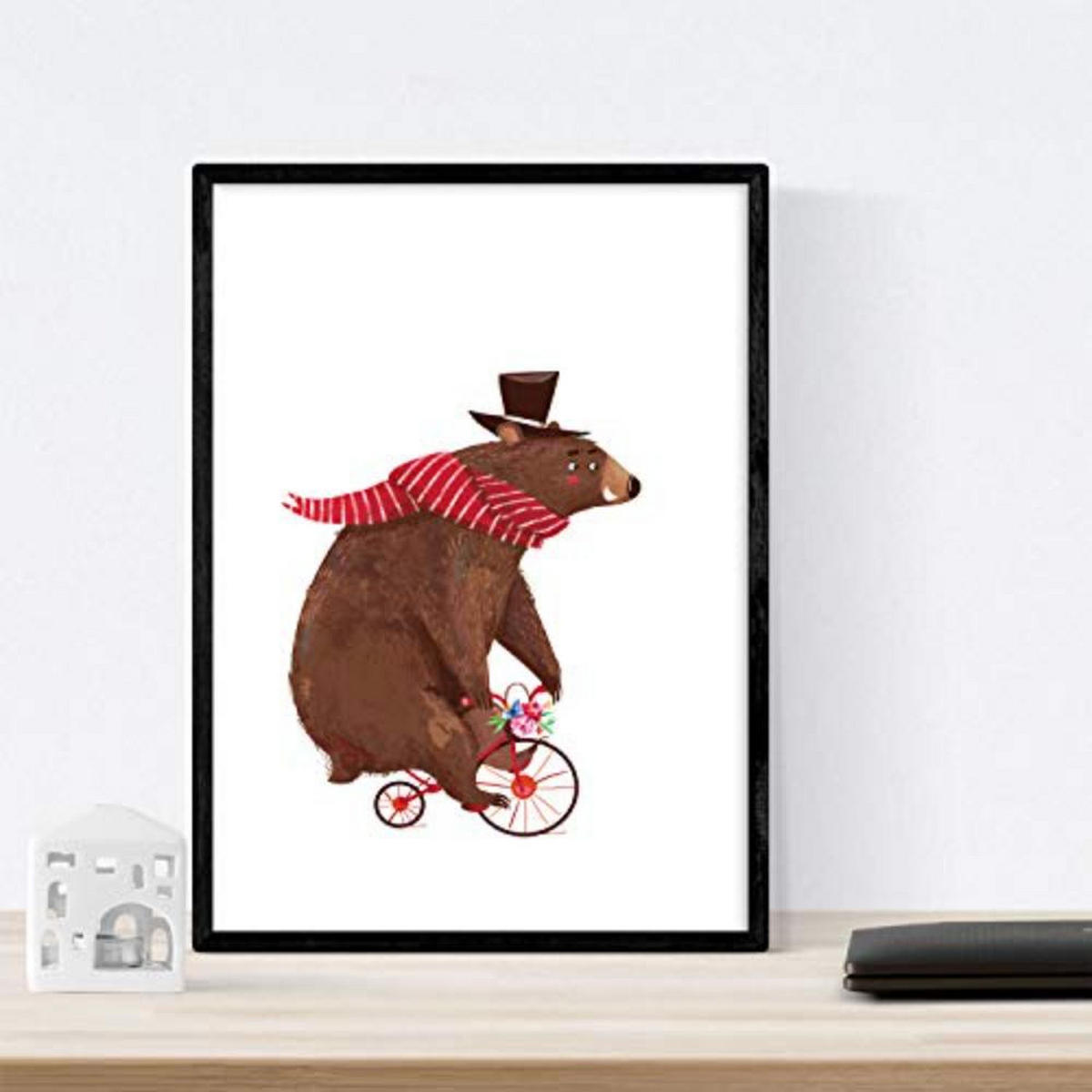 POSTER Set mit 4 Circus Strongman Bär Fahrrad acrobata und leon Elefant A3 Rahmenlos - Klar, Papier (29.7/3cm) - Nacnic