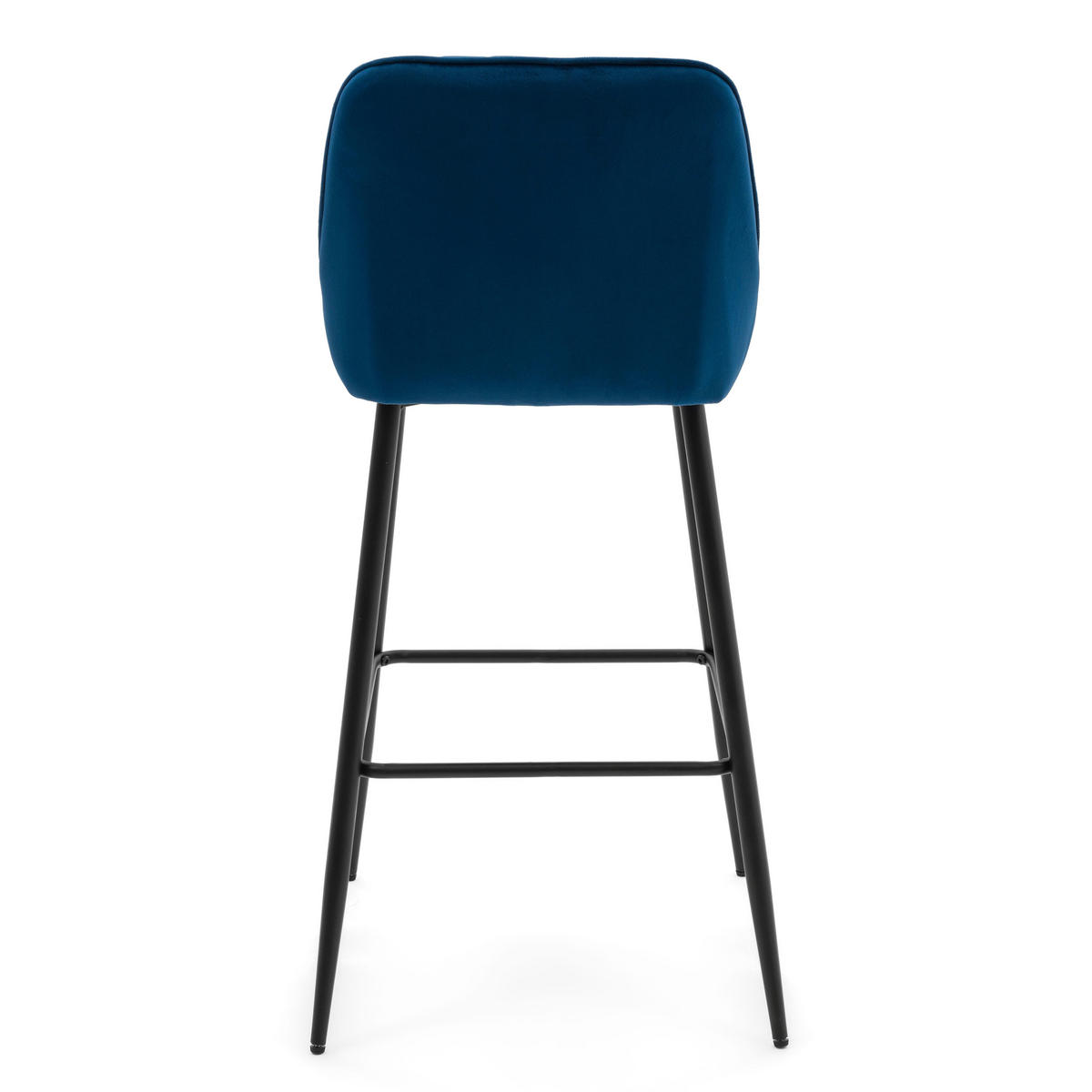 BARHOCKER VASTO gepolstert mit Steppung - dunkelblau - Samt Velours - Schwarz/Dunkelblau, Metall (50/95/55cm) - NEW HOME