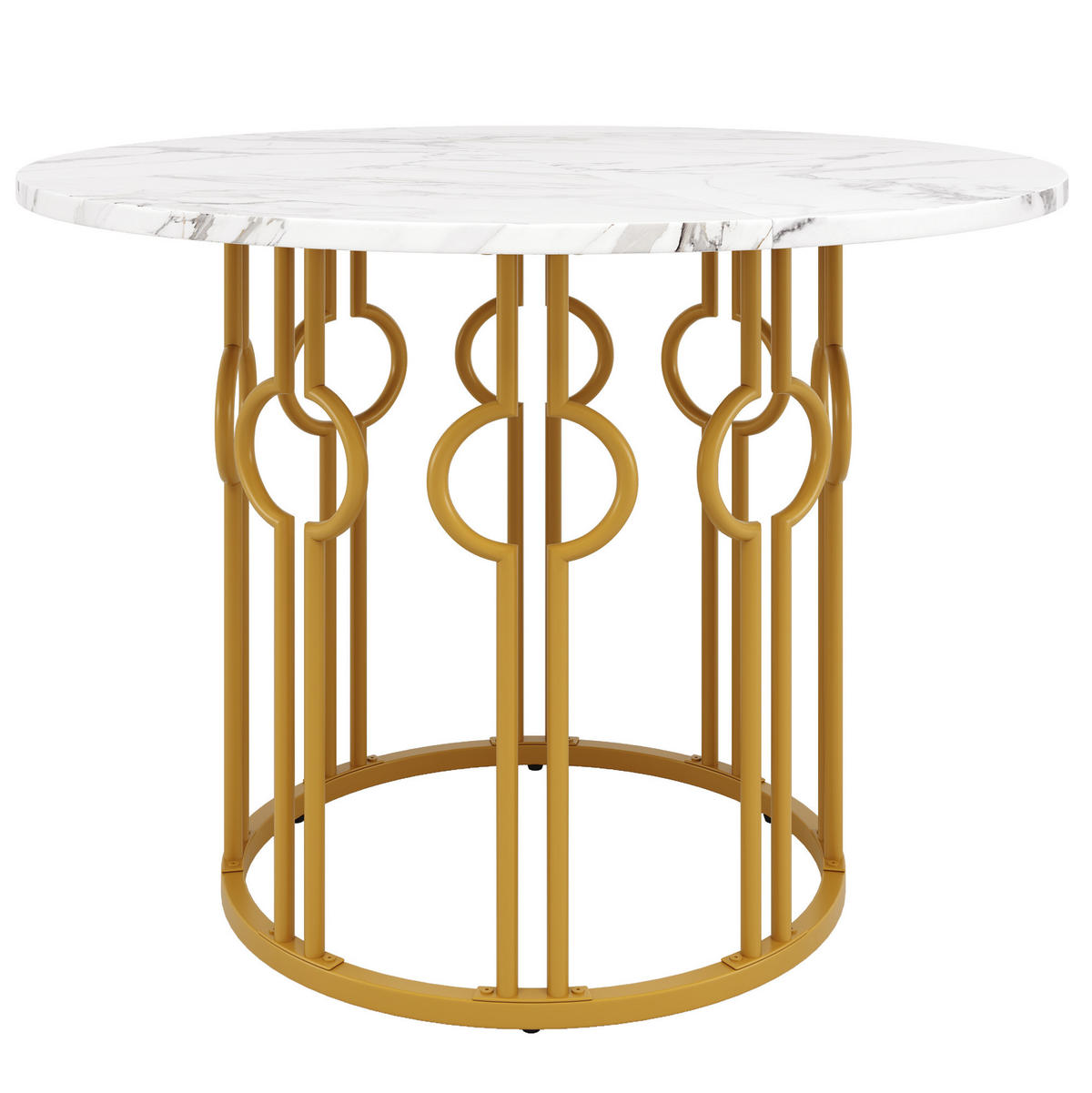 ESSTISCH 100/100/76 cm mit verstellbaren Füßen und marmorierter MDF-Tischplatte, Weiß/Goldfarben - Goldfarben, Holzwerkstoff (100/100/76cm) - Redom