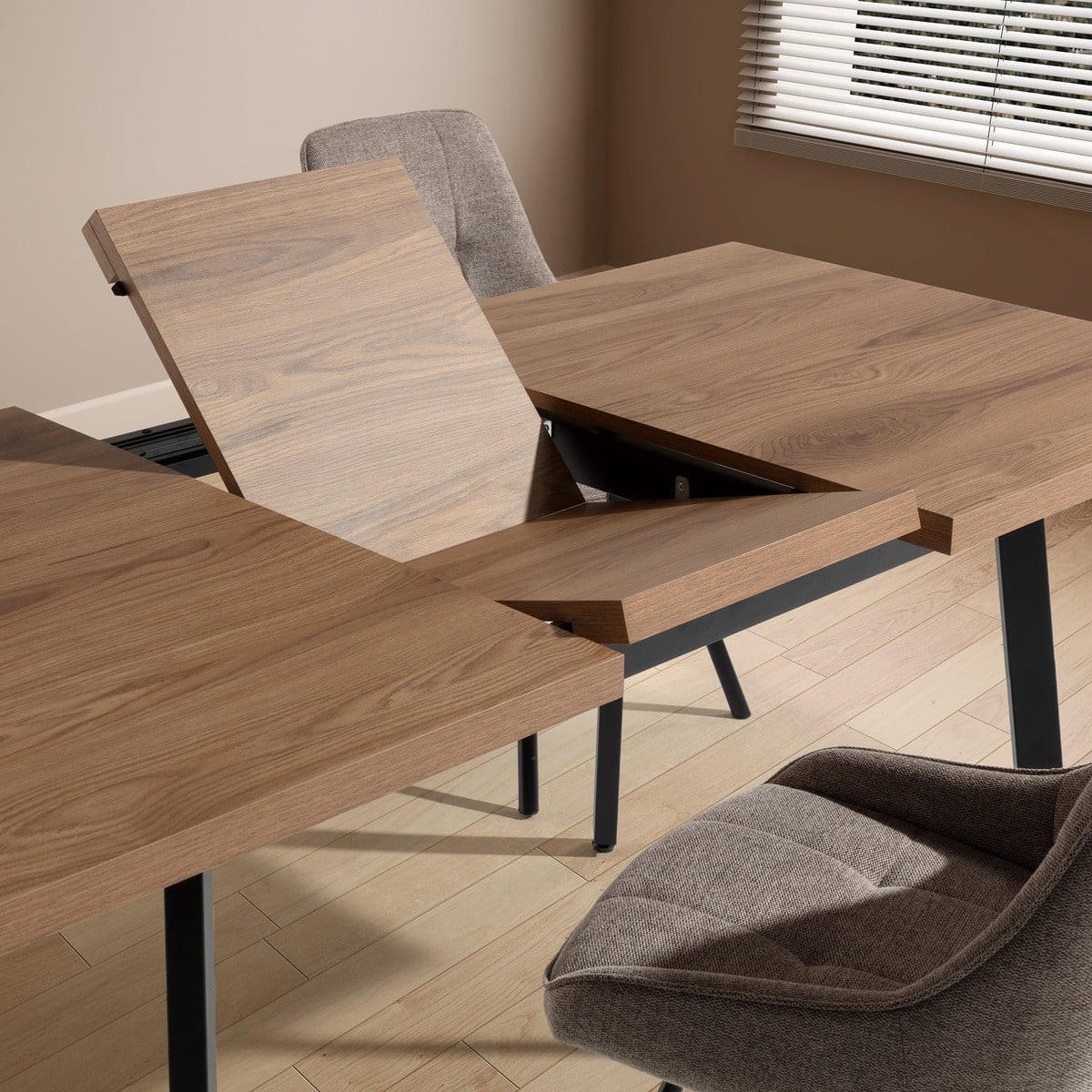 TISCH ausziehbarer von 138 bis 178 cm mit Metallbeinen 85/76/138 cm - Nussbaumfarben, Holzwerkstoff (91.6/85/76cm) - Calicosy