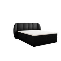 BOXBETT 160x200 cm, BILBAO, Elegant dekoratives Kopfteil, Mit Bettkasten und Taschenmatratze, Schwarz - Schwarz, Holzwerkstoff/Kunststoff (160/200cm) - Trada