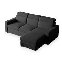 ECKSOFA PADWA Graphitfarben Kordstoff mit Schlaffunktion - Graphitfarben, Holz (227/168cm) - MASSENO