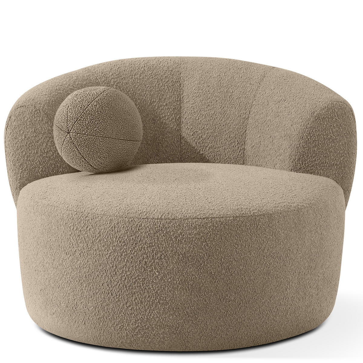 DREHSESSEL VIRA, Beige, Bouclé - Beige/Schwarz, Holz/Holzwerkstoff (105/76/100cm) - KONSIMO®