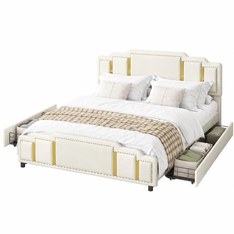 Beauniv Bett Beige 160x200 cm