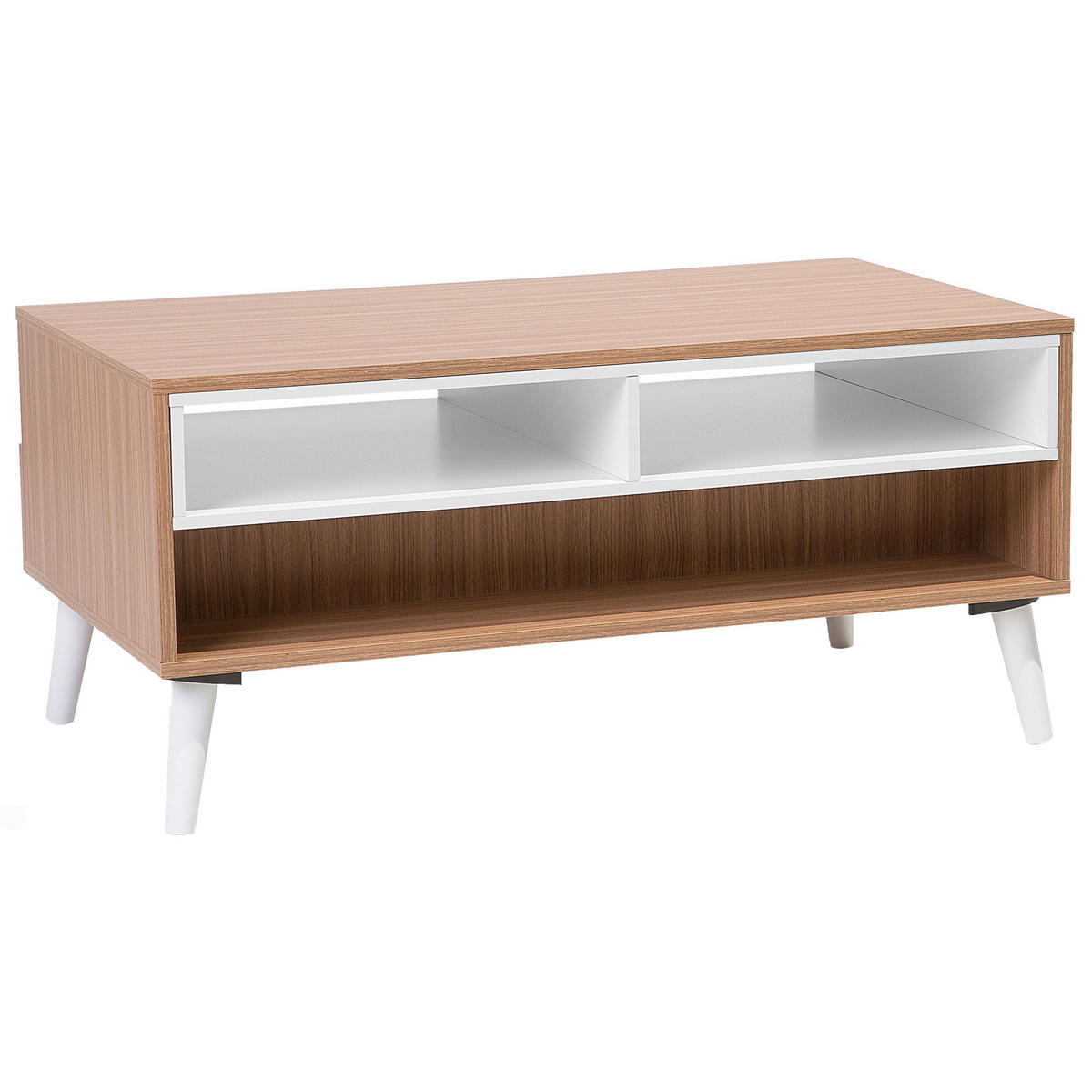 COUCHTISCH heller Holzfarbton/weiß rechteckig Alloa - Hellbraun/Weiß, Holzwerkstoff (60/100/45cm) - Beliani