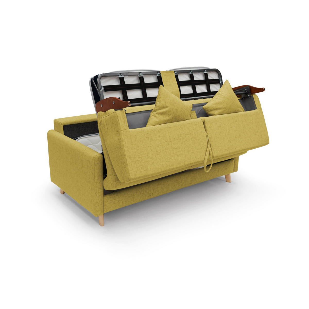 SCHLAFSOFA Edgar - Gelb, Textil (160/94/97cm) - Divani.store
