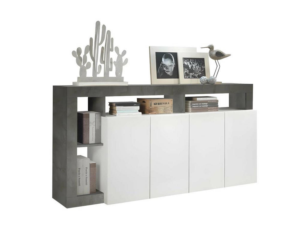 SIDEBOARD 4 Türen Frankfurt - L184 cm - Grau, Holz (42/93/184cm) - Vente-Unique