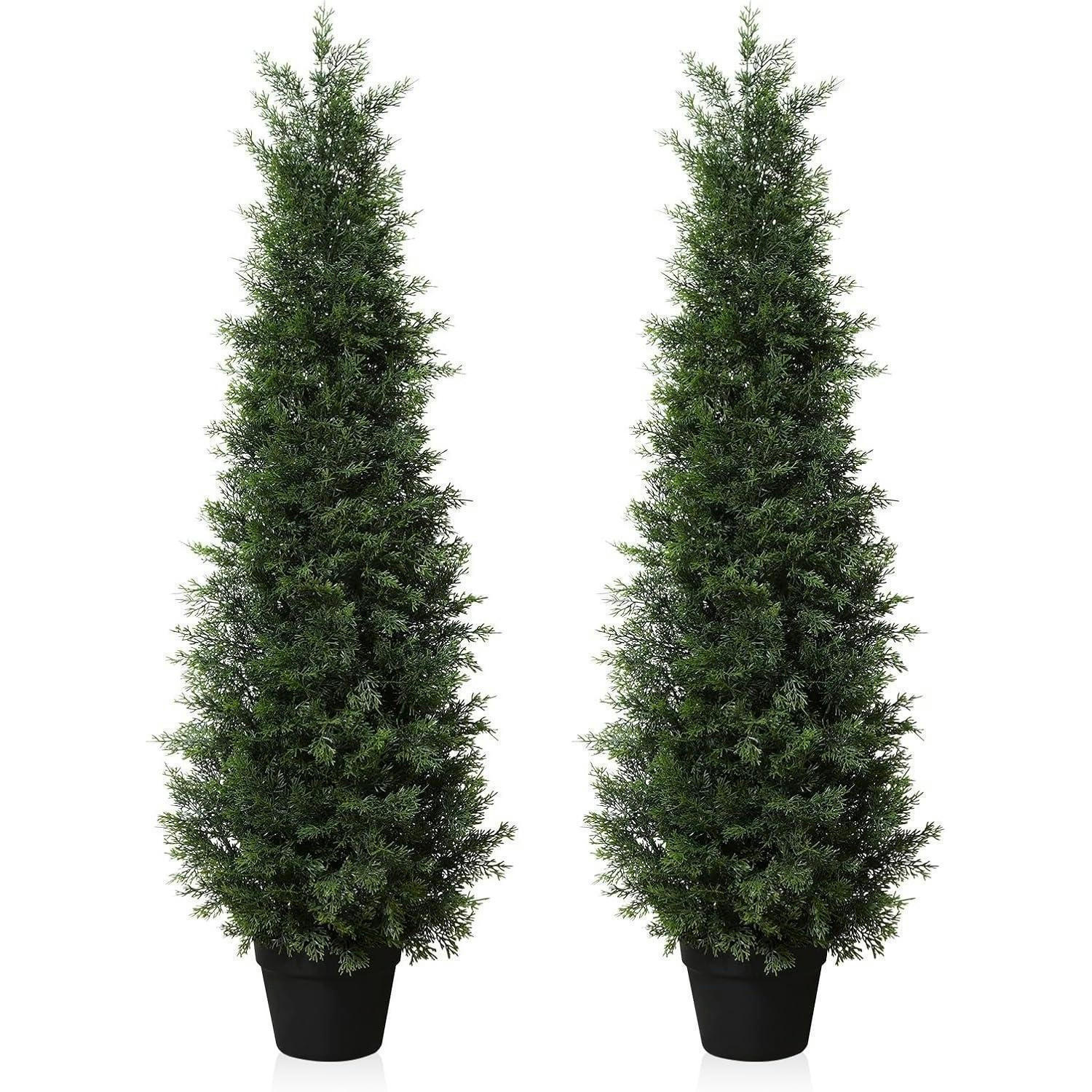 KUNSTPFLANZE Zeder 2-teiliges Set 120 cm UV-geschützt - Grün, Kunststoff (22cm)