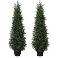 KUNSTPFLANZE Zeder 2-teiliges Set 120 cm UV-geschützt - Grün, Kunststoff (22cm)