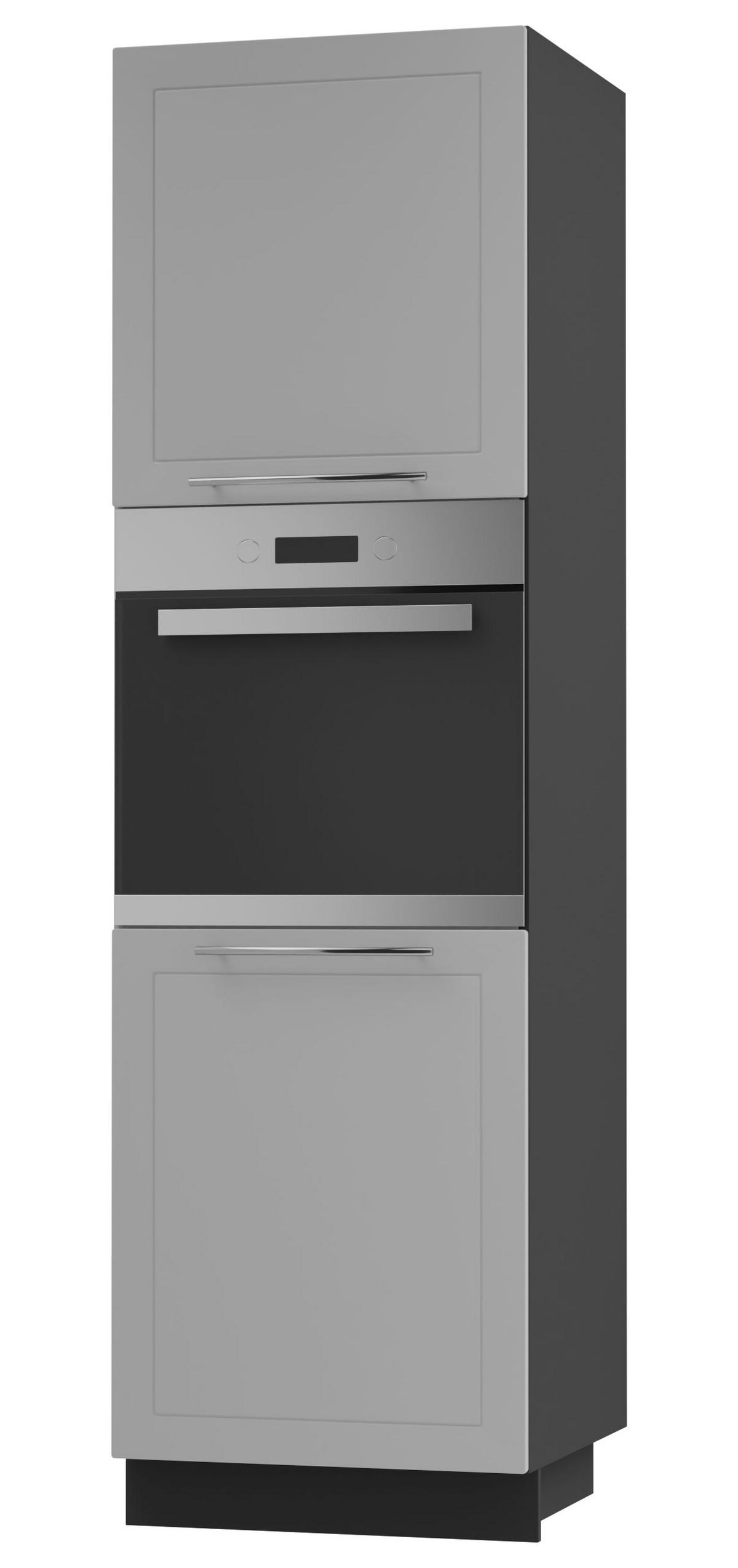 BACKOFENHOCHSCHRANK Kvantum D14/RU/2D Dust Grey Matt / Schwarz Matt 60 / 59 / 207cm - Schwarz/Grau, Holz/Holzwerkstoff (60/207/59cm) - Feldmann-Wohnen