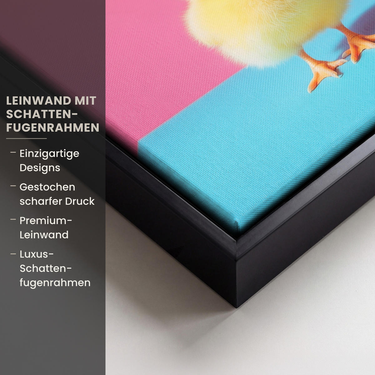 LEINWAND Bilder mit Rahmen - Chick - Sonnenbrille - Blau - 20x20 - Pink, Textil (20/20cm) - MuchoWow