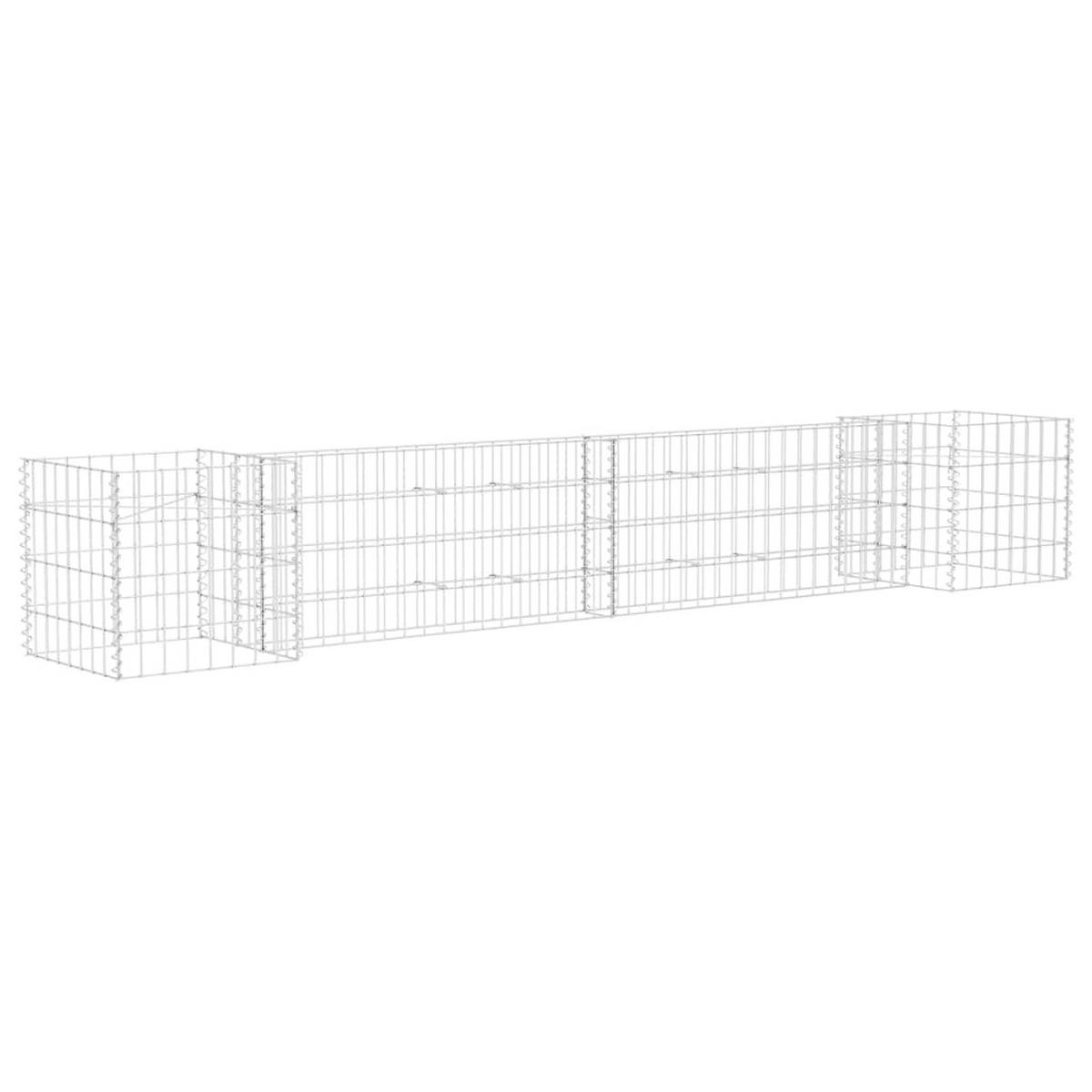 H-FÖRMIGER Gabionen-Pflanzkorb Stahldraht 260x40x40 cm - Silberfarben, Metall (260/40/40cm)