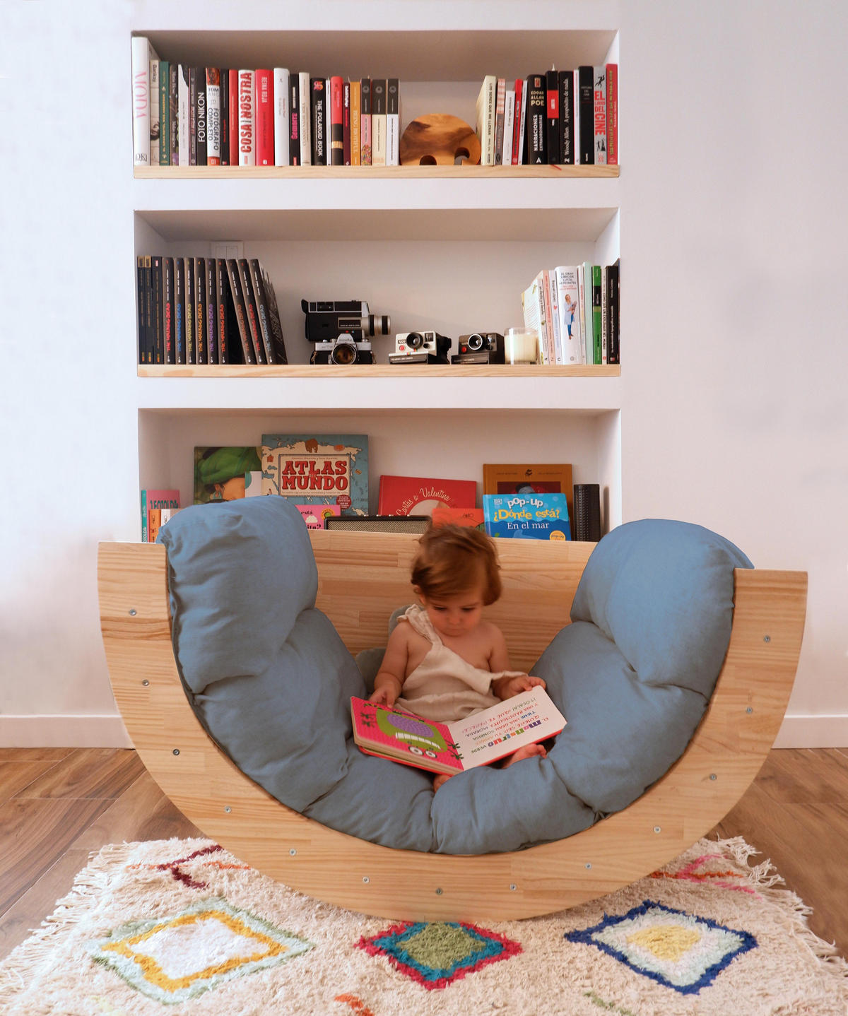 LEINEN-MATRATZE für Spielbogen blau FIT ARCH CUSHION - Blau, Textil (60/7/160cm) - RNT By Really Nice Things