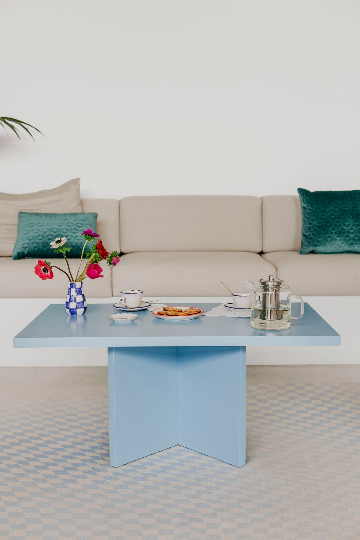 COUCHTISCH mit widerstandsfähiger MDF-Platte 3 cm Blau 100/60 cm - Hellblau, Holzwerkstoff (60/100/42cm) - RNT By Really Nice Things
